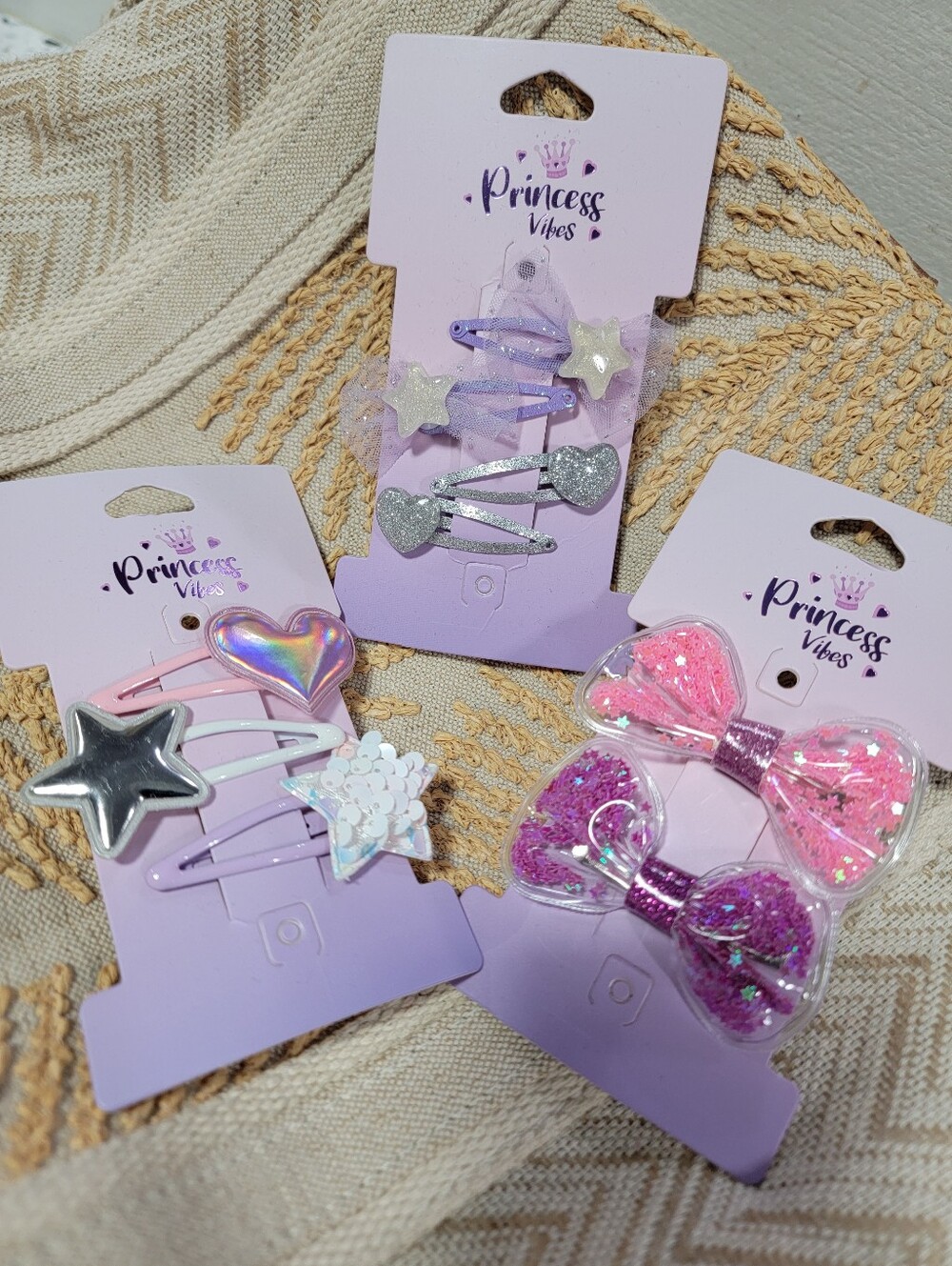 Princess Vibes Kids Hair Clip Set - Pink, Purple & Silver